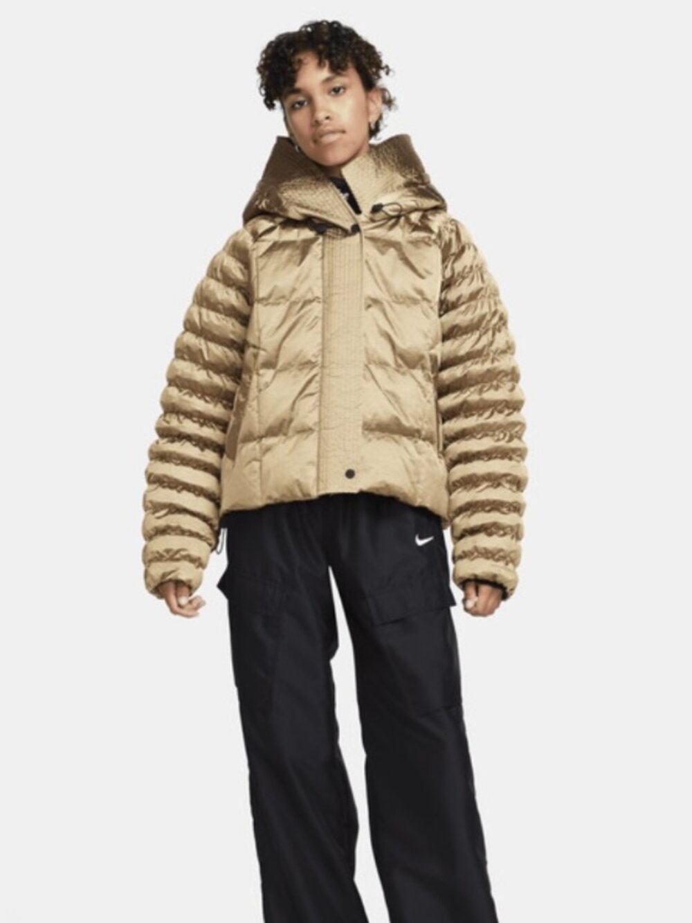 Nike Swoosh Shine PrimaLoft Puffer Jacket Gold Women's L NWT